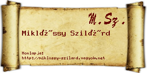 Miklóssy Szilárd névjegykártya